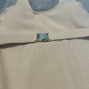 One-piece Swimsuit ribbed textured cream/tan color with Belt